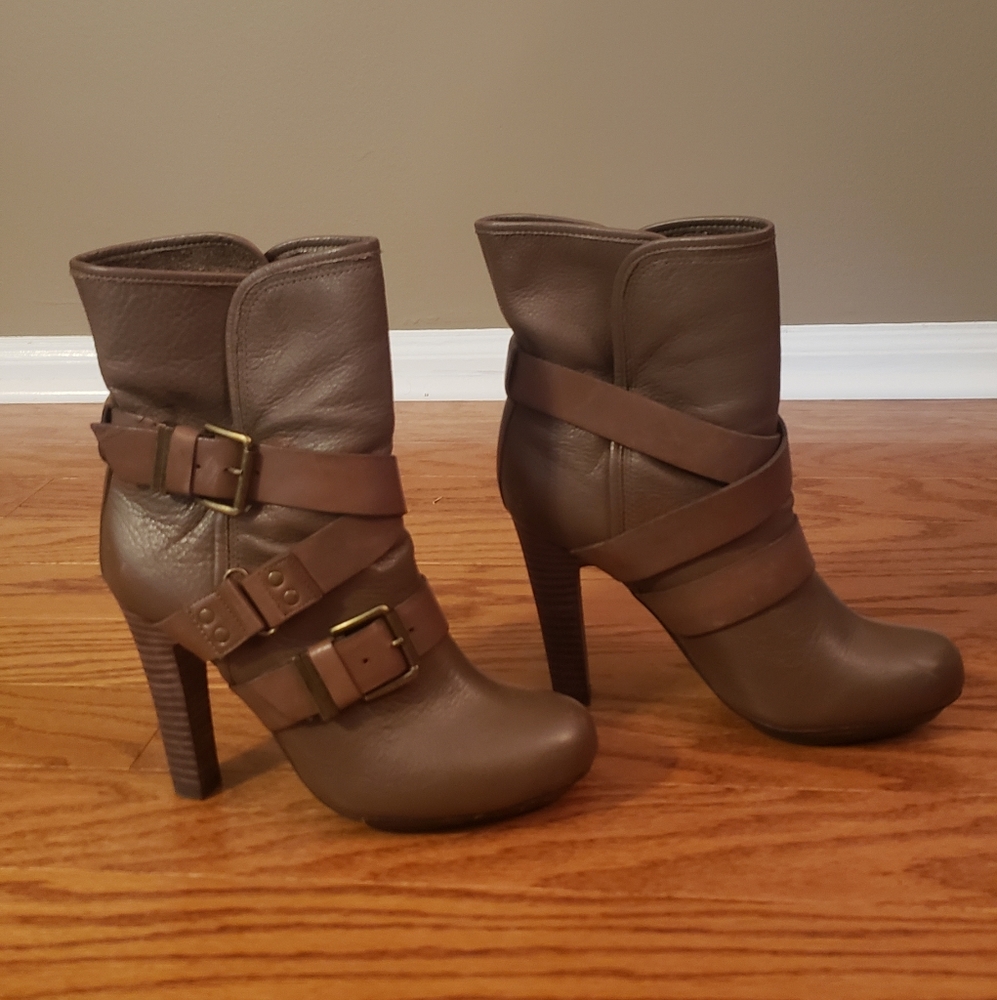 Womens DKNY Brown Sandra Strappy High Heel Ankle Boots Tan Size 6 M